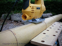 Cutting the bamboo laminate for the longbow